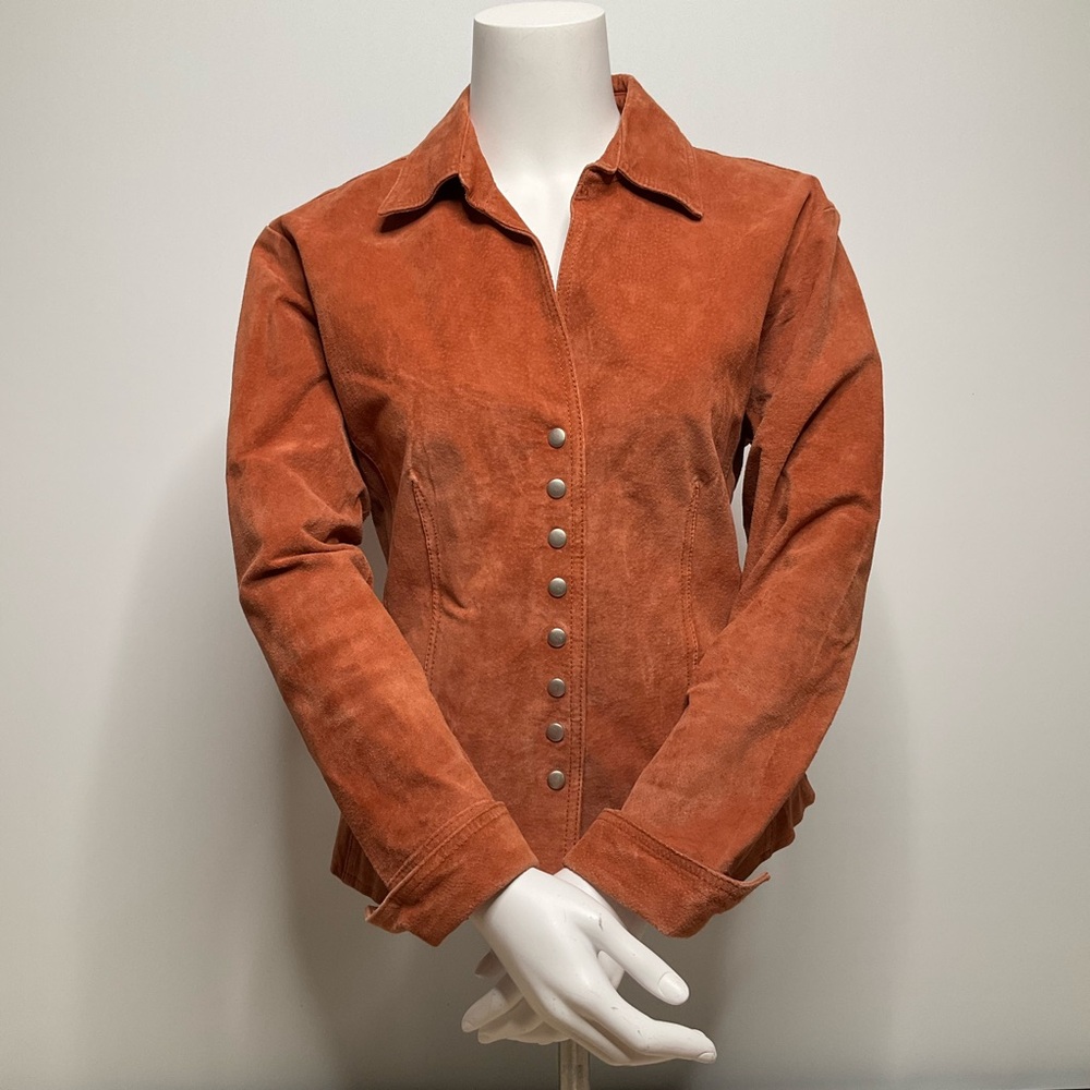 Coldwater Creek Orange Leather Jacket with Tailored Fit